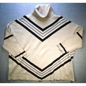 Autumn Skye Sweater Women's XL Turtle Neck Tan Black Pullover